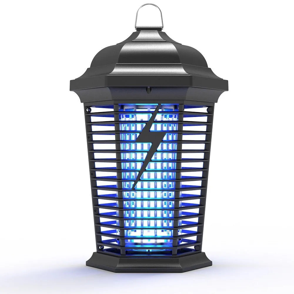 Black outdoor UVA mosquito catcher with waterproof ABS casing and electric shock grid