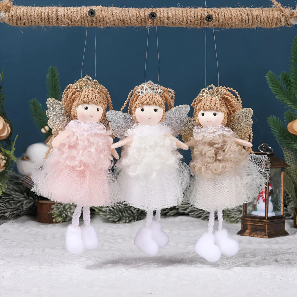 Christmas angel cloth pendant hair accessory in white, pink, and khaki colour options