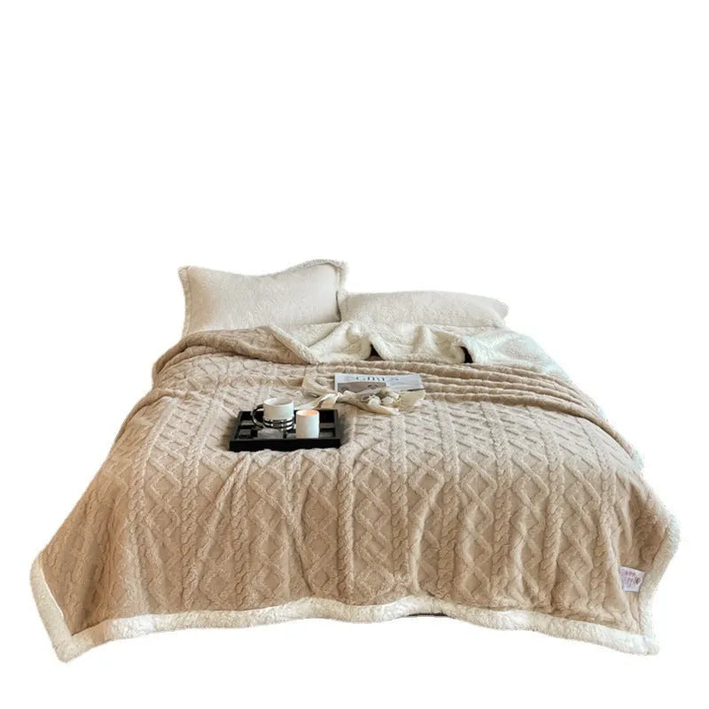 Taffeta thermal flannel casual blanket in modern simple style showing colour options including tea green and fog blue