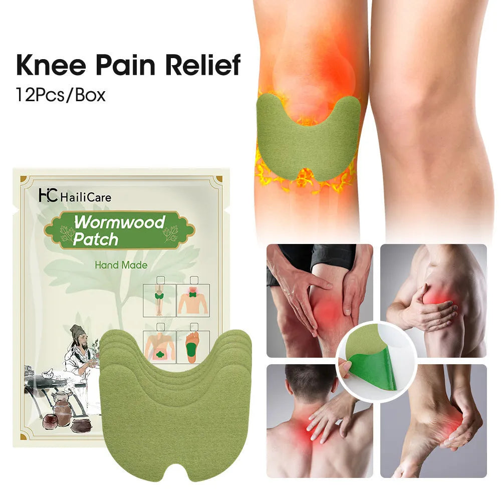 Chinese mugwort paste patches for knee, lumbar, cervical, and foot – 12 stickers per bag