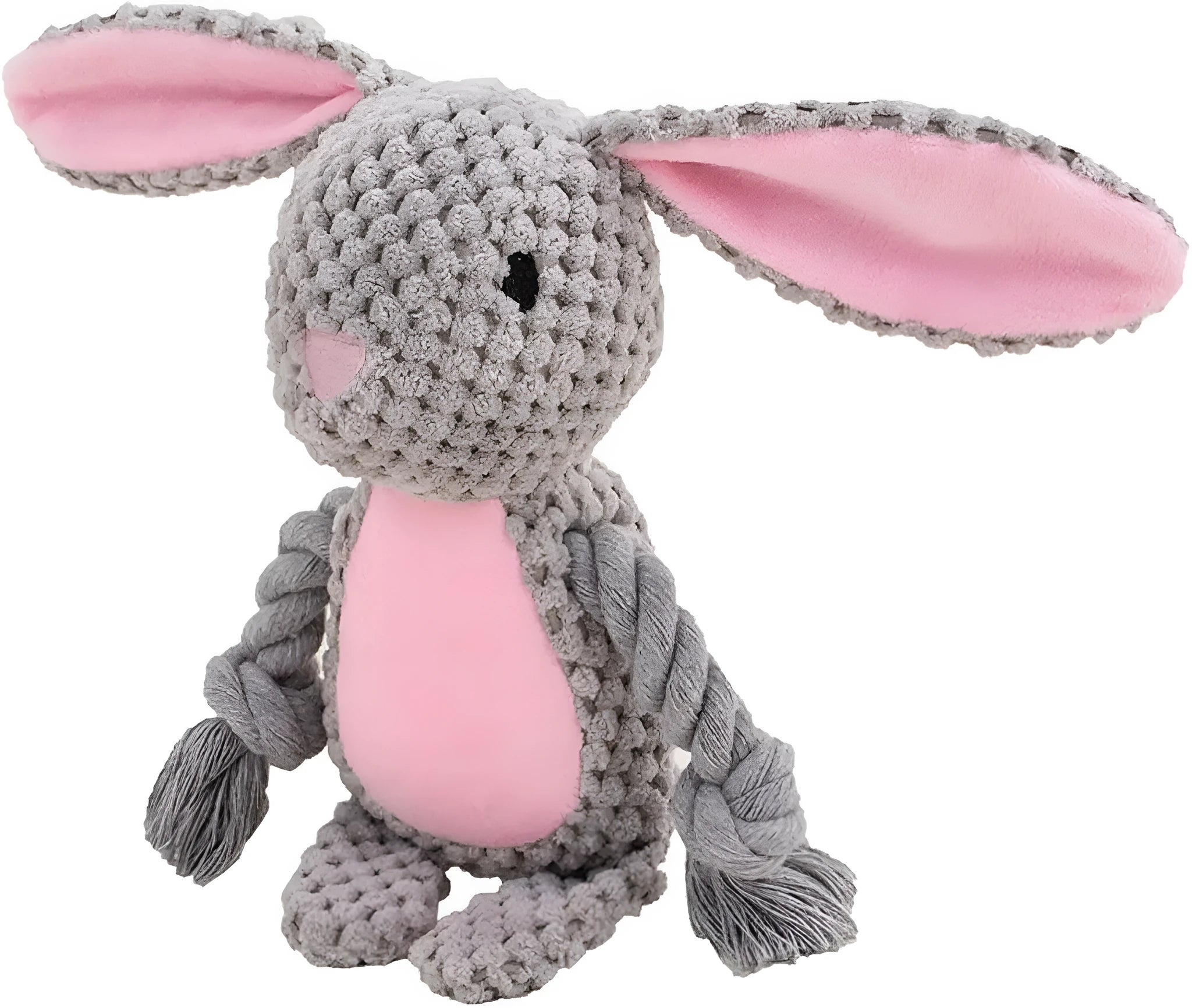 Plush dog squeaker toy with crinkle paper and cotton rope in elephant design for small middle dogs