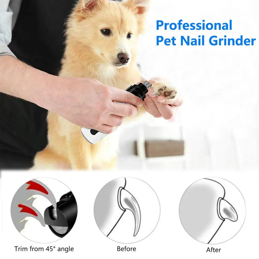 3-speed LED electric dog nail trimmer with automatic piercing and dust collection system