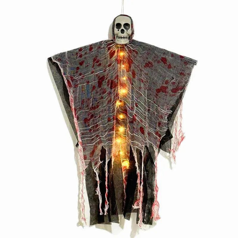 Halloween blood-dyed luminous skull hanging ghost plastic decoration for outdoor and indoor display