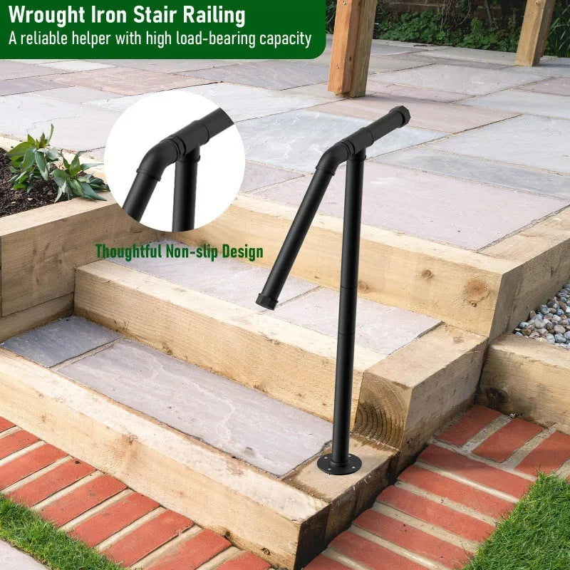 Black metal ladder support bracket for American minimalist household stairs