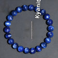 Blue crystal bracelet with geometric shape and Ruyi design element on wrist