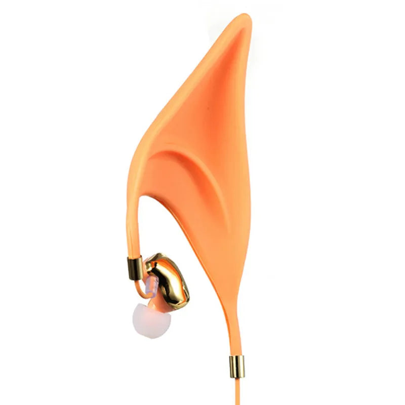 Cute cartoon elf-ear in-ear headphones with 3.5mm wired mic for cosplay