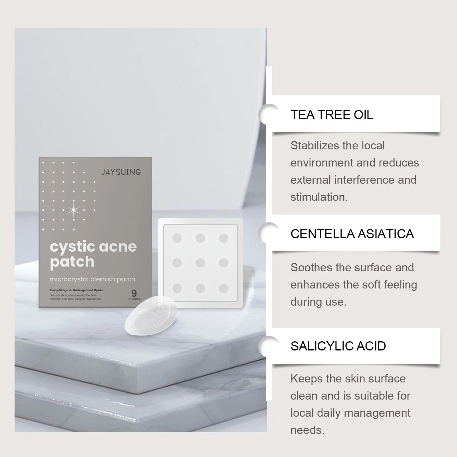 Acne repair micro needle patch pack of 9 with tea tree oil and Centella asiatica for spot treatment