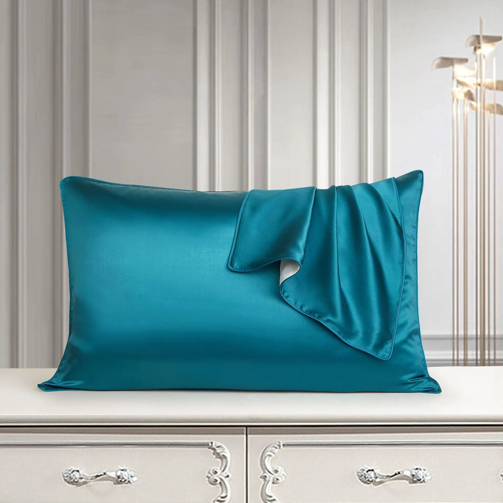 100% mulberry silk pillowcase 48x74cm palace luxury style with inlaid rope edge in champagne gold