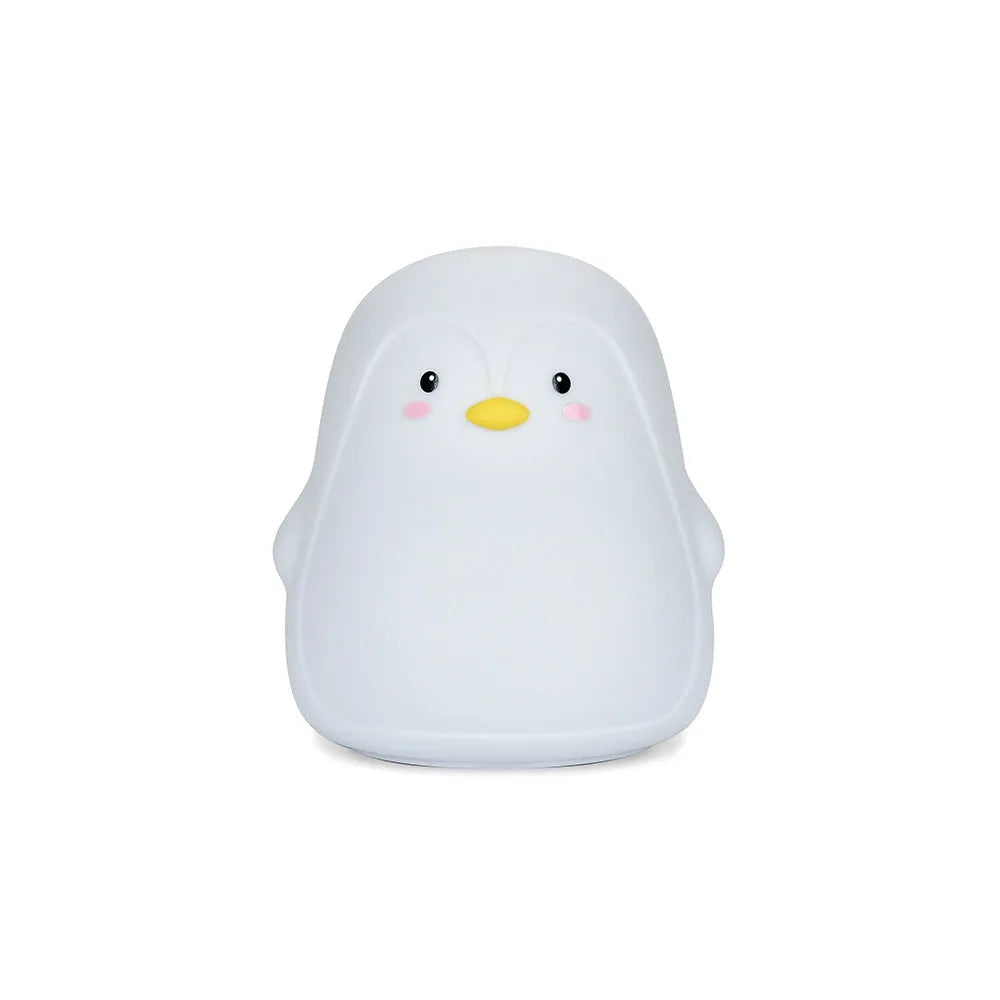 Penguin night light in white with silicone body and USB cable, 118x110x132mm