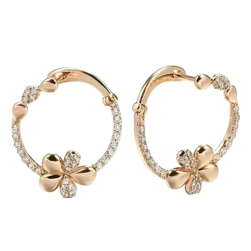 Women's copper round ring earrings with electroplated finish, geometric shape, colour EK13286-FD-01, one pair