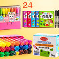 Safe non-toxic washable painting brush set with hexagonal rod shape in blue, pink, yellow, boxed