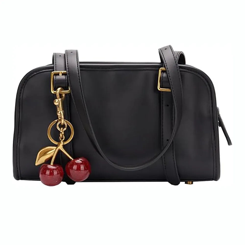 Red zinc alloy three-dimensional cherry keyring pendant for bags