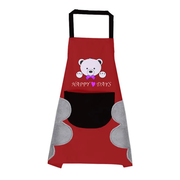 Home kitchen apron 71x72cm waterproof fabric Korean style sleeveless with coral velvet lining