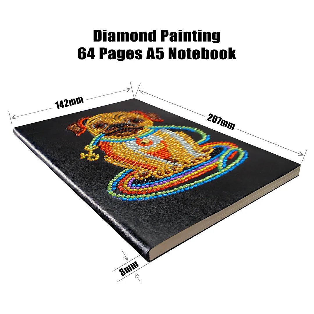DIY diamond painting notebook A5 with black card cover and blank pages