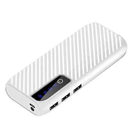 20000mAh portable power bank showing dual USB ports and compact design