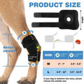Black polyester dog leg guard for ACL tear and joint dislocation rehabilitation.