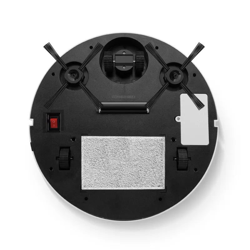 Compact round automatic sweeping robot cleaner on hard floor
