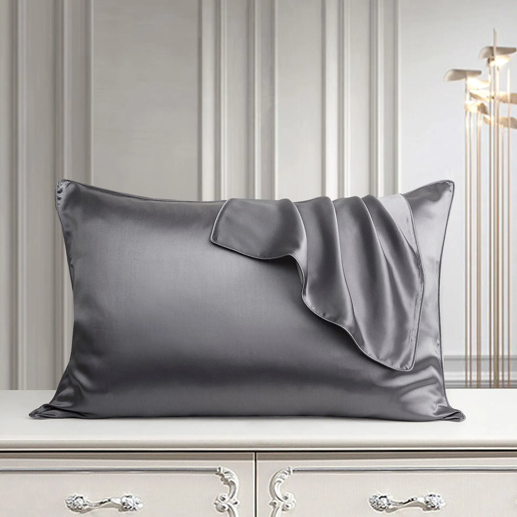 100% mulberry silk pillowcase 48x74cm palace luxury style with inlaid rope edge in champagne gold