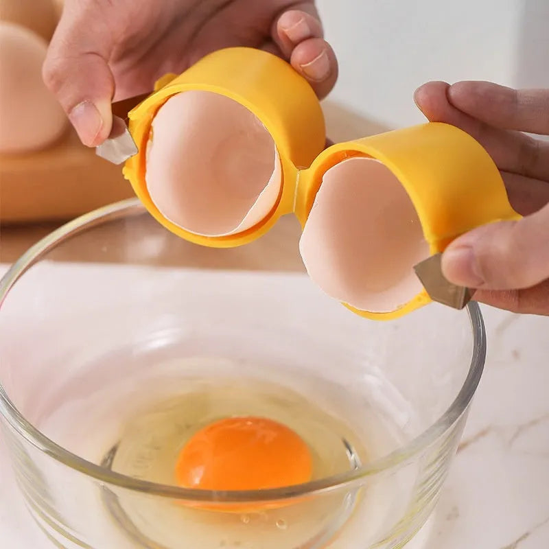 Egg shell opener kitchen gadget stainless steel PP plastic lightweight 35g pink