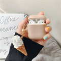 Silicone cylinder ice cream case protector for Apple AirPods 2 wireless headphones in pastel colours