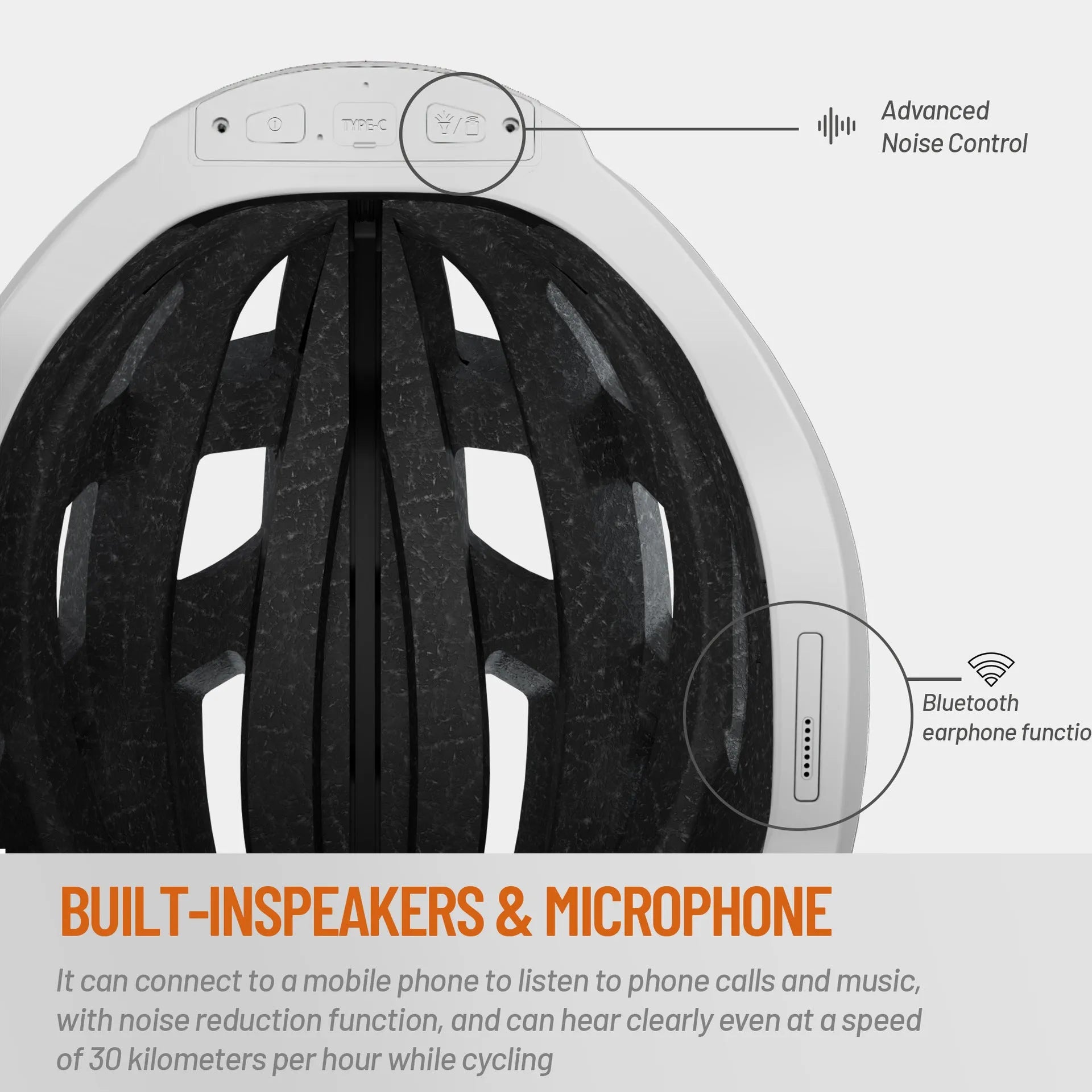 Smart Bluetooth warning light riding helmet in black and grey, free size 57-62cm, EPS PC construction