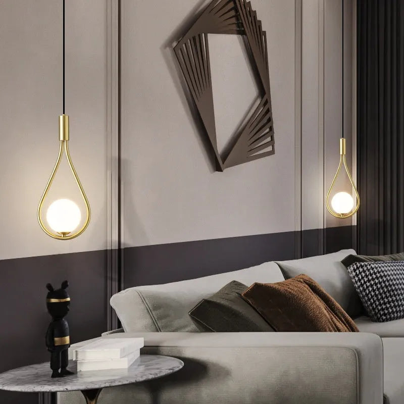 Copper modern minimalist bedroom chandelier ceiling light with choice of three shade colours.