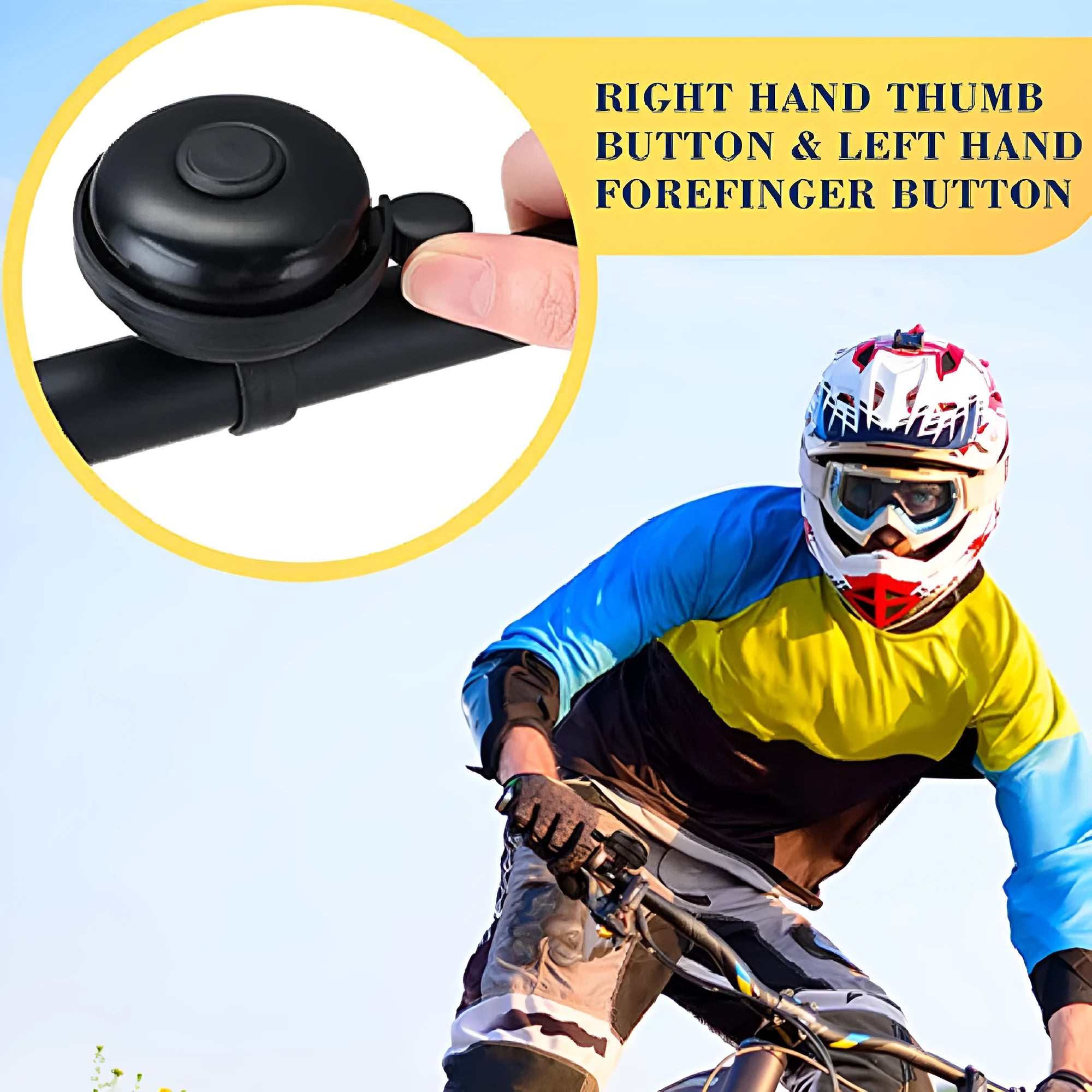 Black ABS bicycle flat bell 58mm diameter on handlebar