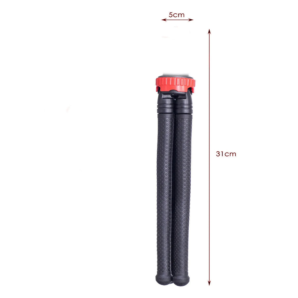 Black octopus tripod with flexible rubber legs and spherical gimbal, 30cm tall