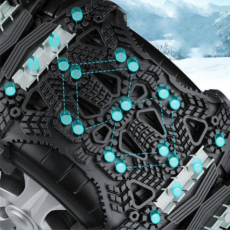 Universal steel plate gear nonskid chain for car SUV with installation tool, snow shovel, and gloves