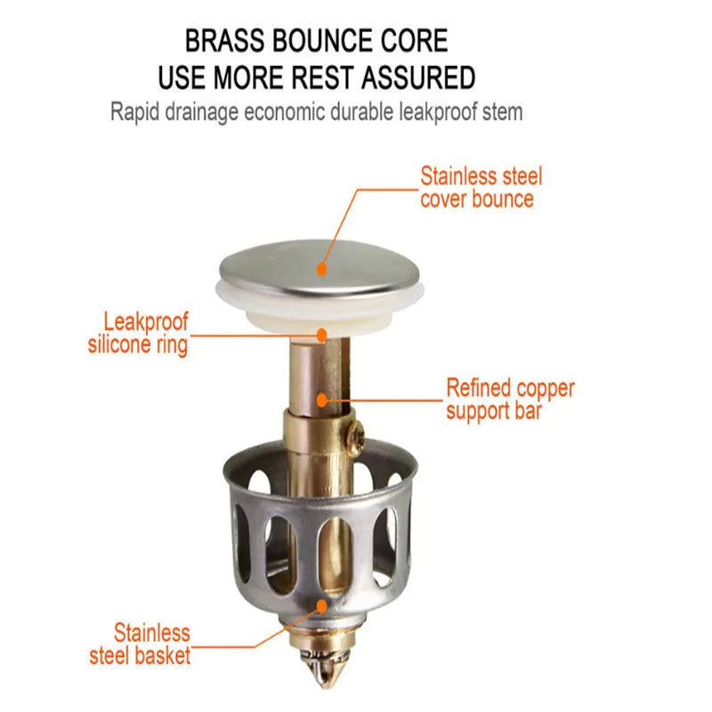 White copper manually pressed bounce anti-blocking filter element for single basin sink