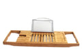 Bamboo bathtub frame with single-level shelving for bathroom storage organisation