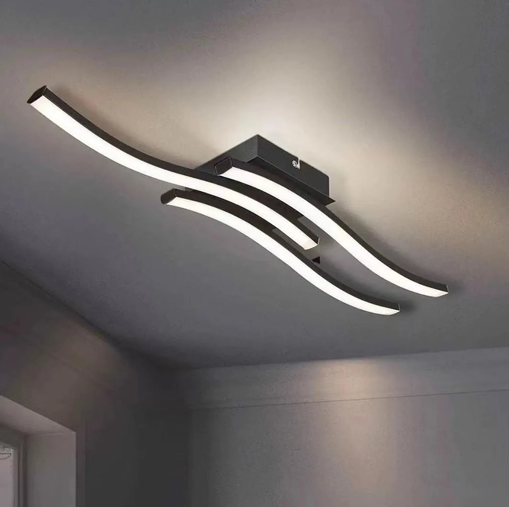 Modern minimalist LED ceiling light with aluminium shade and tricolor light option for living room or bedroom