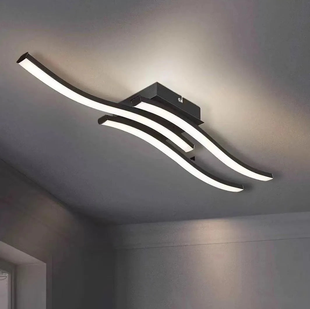 Modern minimalist LED ceiling light with aluminium shade and tricolor light option for living room or bedroom