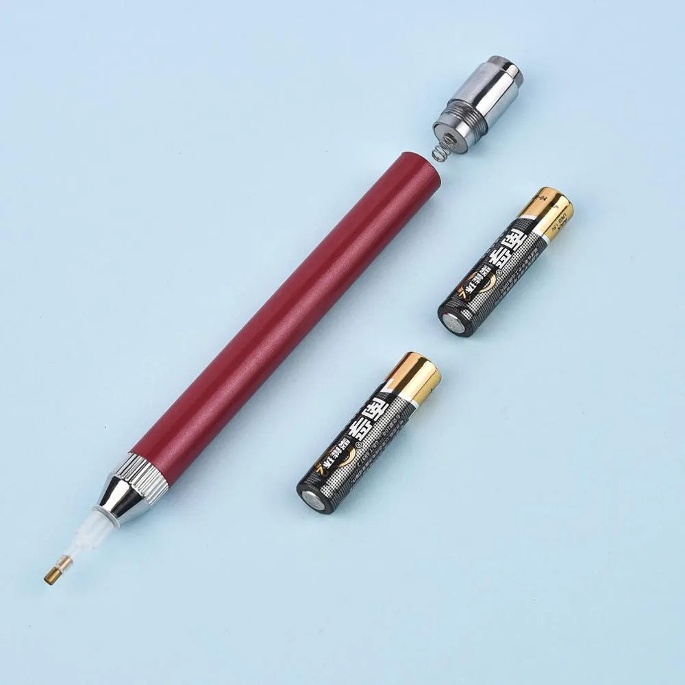 Luminous single-head diamond painting drill pen in gold with aluminium alloy body