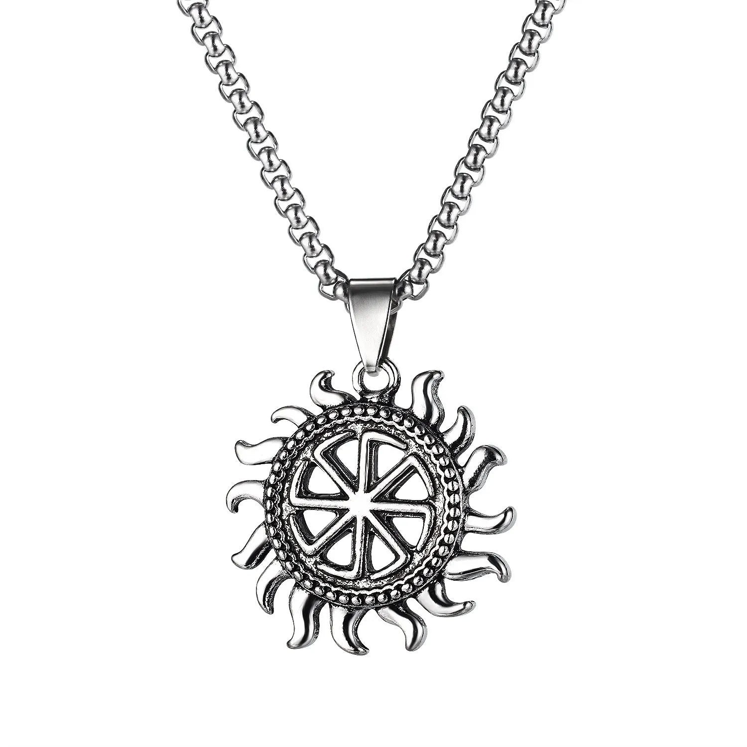 Men's silver skull necklace with alloy pendant on stainless steel chain, 32cm length