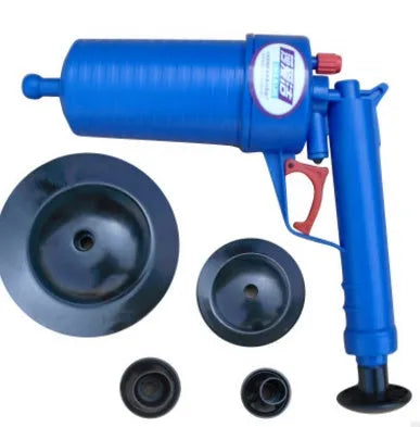 Air Power Drain Blaster Gun with four adaptors for hard pipes, plastic body 28x27.5cm
