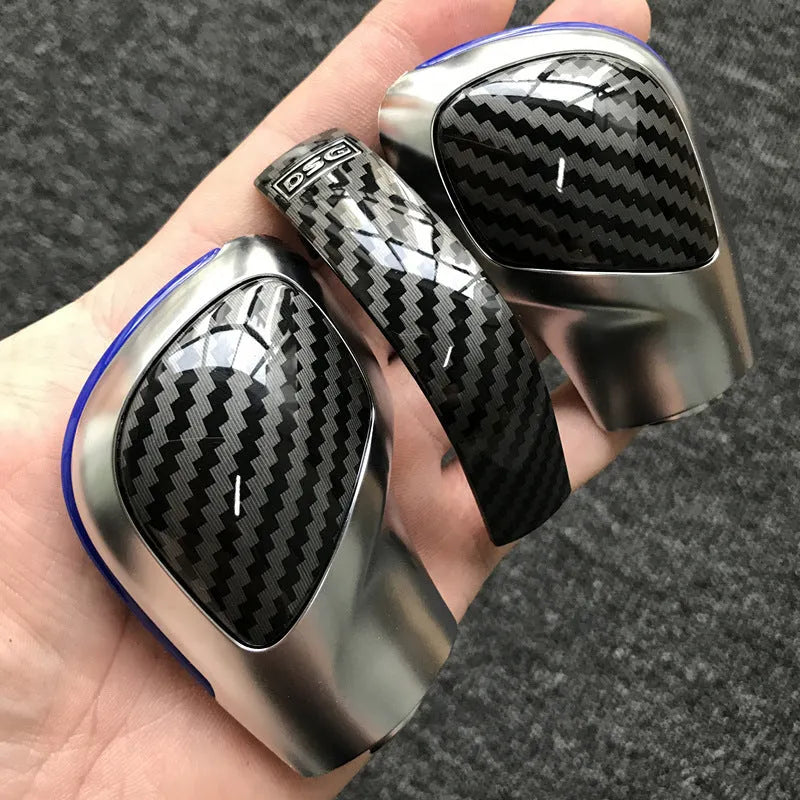 Chrome matt carbon fibre DSG gear side cover with leather knob for Audi S3 8P, five style options