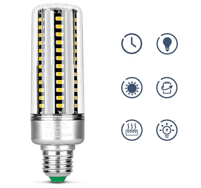 25W LED corn lamp with aluminium body, 360-degree beam, for E27 or E26 socket