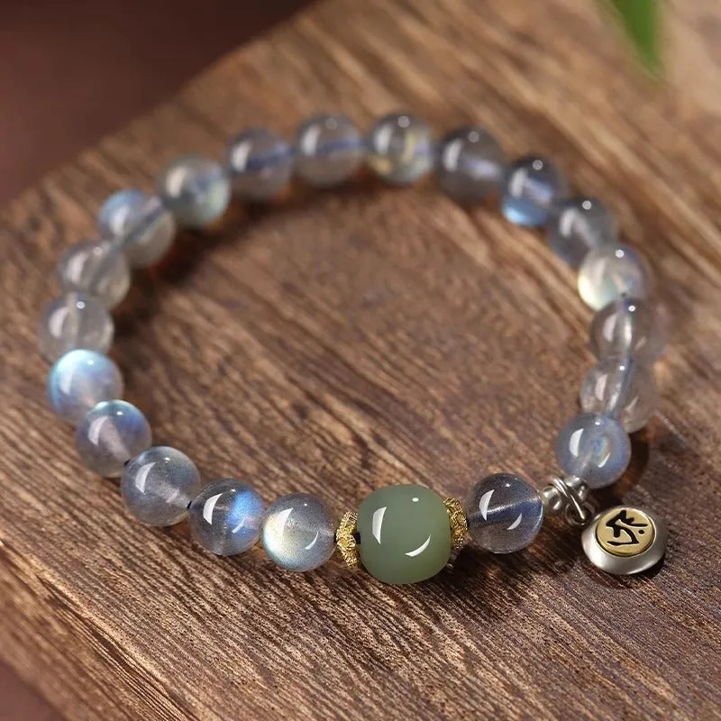Moonstone crystal bracelet 8mm beads electroplating Thousand-Hand Kwan-yin mouse women's jewellery