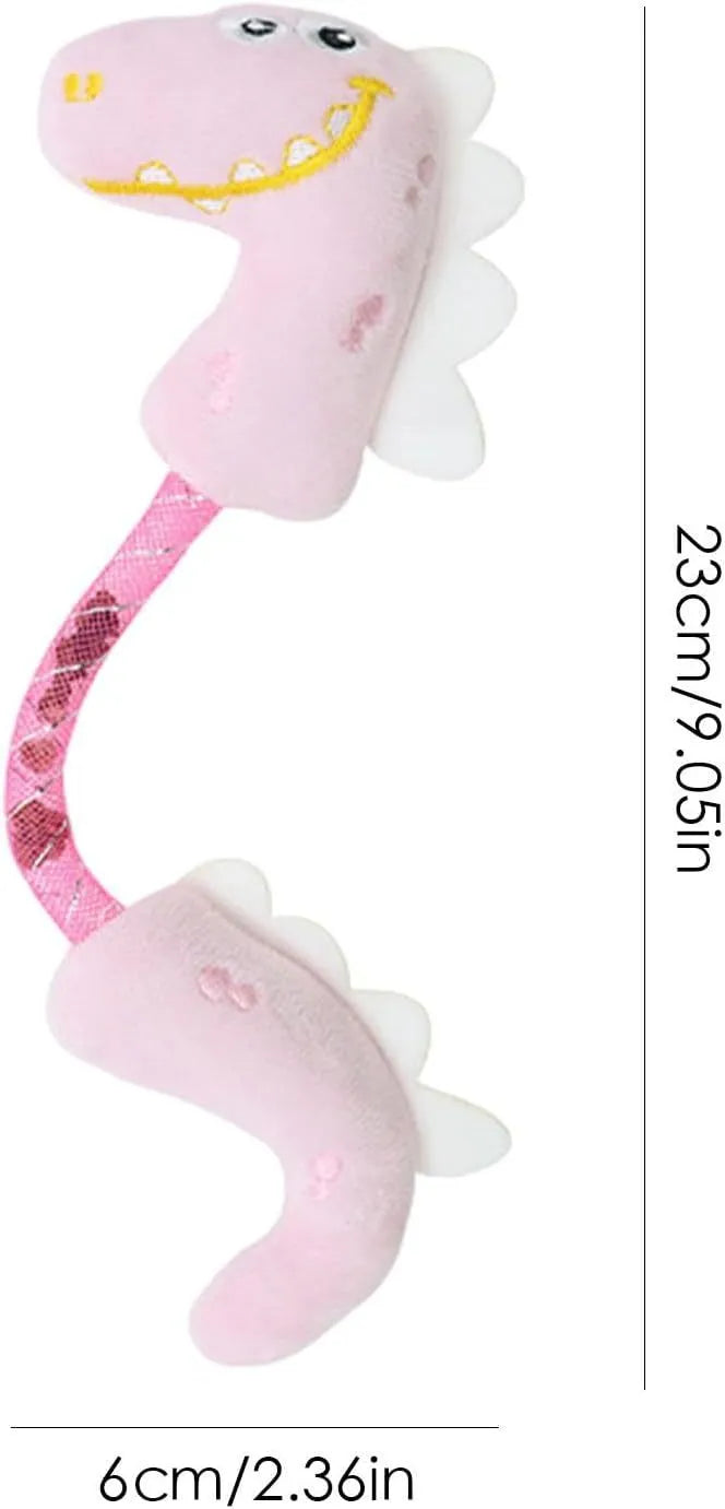 Set of four cat toys including catnip rope, springs and kicker toys in pink, purple or yellow