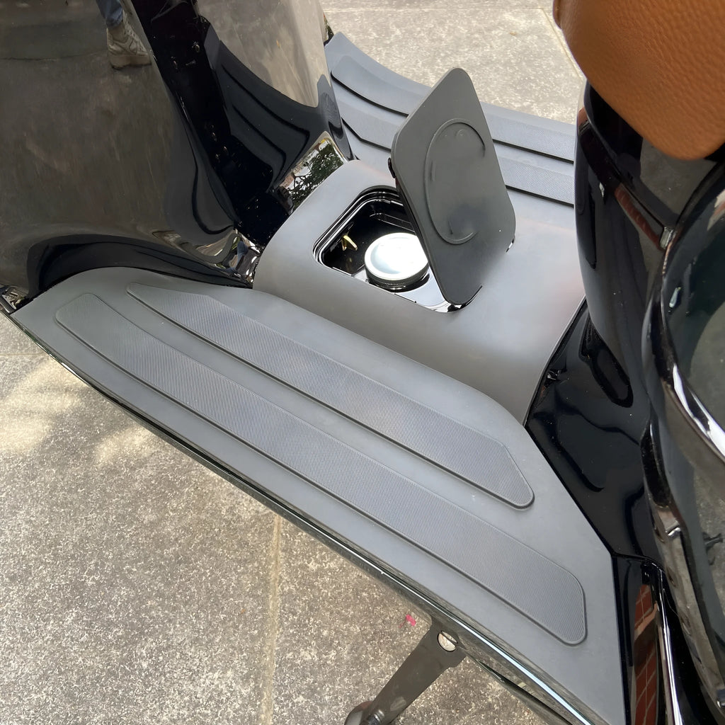 3D rubber motorcycle foot pad front pedal in black gray with open tank port modification accessory
