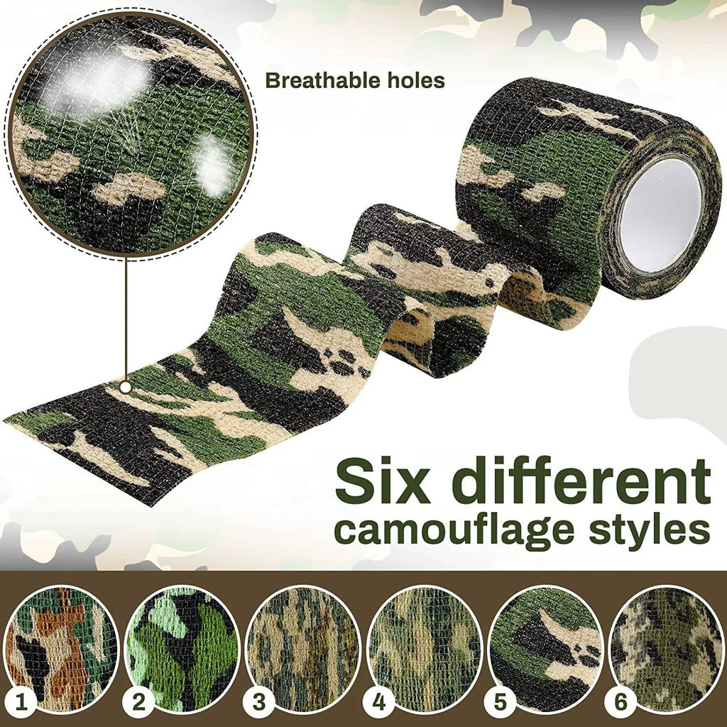 Non-woven camouflage bandage roll 4.5 metres long 5cm wide in forest pattern