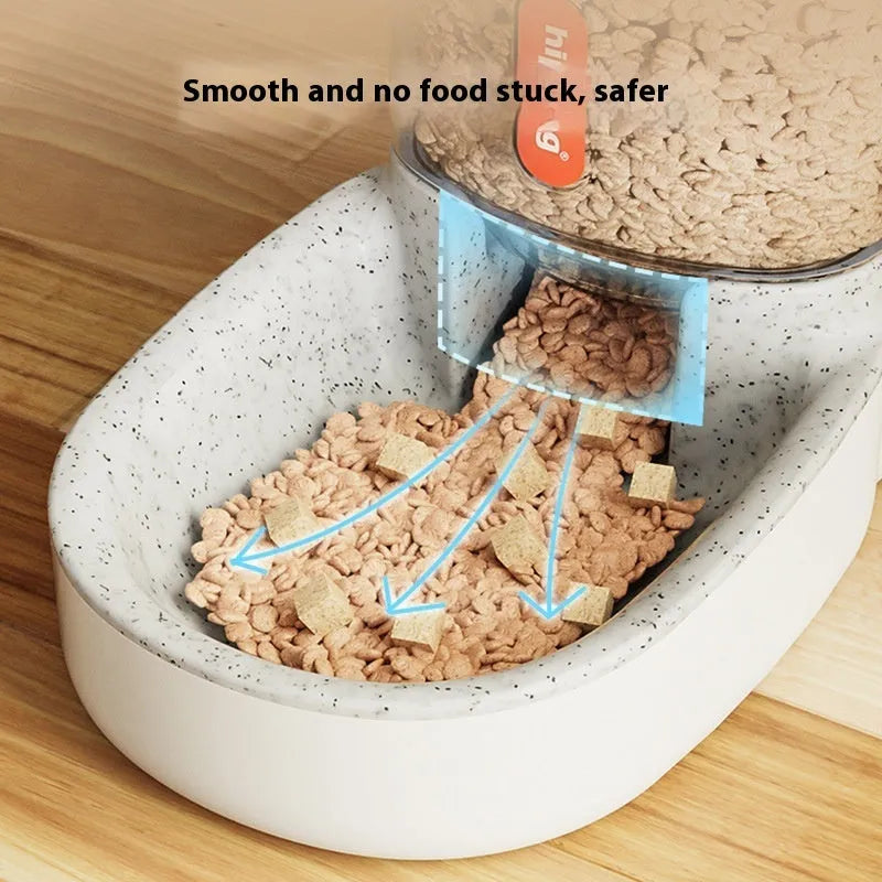 Blue automatic pet water fountain with 3.8-litre capacity for dogs and cats on a kitchen floor.