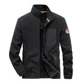 Men's solid-colour thickened fleece cardigan with zipper pocket in gray, black, blue, or khaki, sizes M to XXXXL