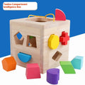Wooden geometric shape matching building blocks with 19-hole intelligence box for infant education