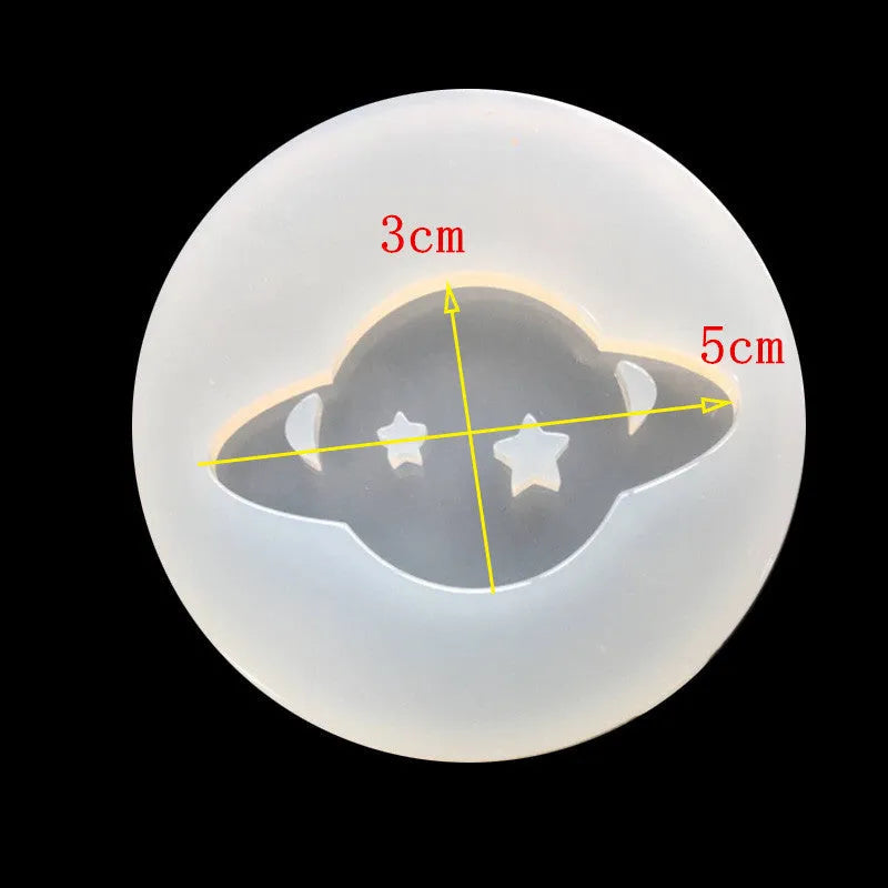 Full mirror planet DIY epoxy mould made of silicone, size 6.5 by 0.9 cm, for resin casting