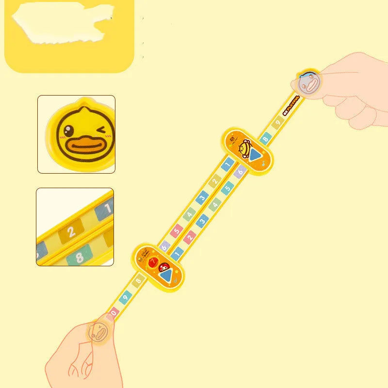 Yellow plastic children's digital decomposition ruler measuring 24.5cm for maths education