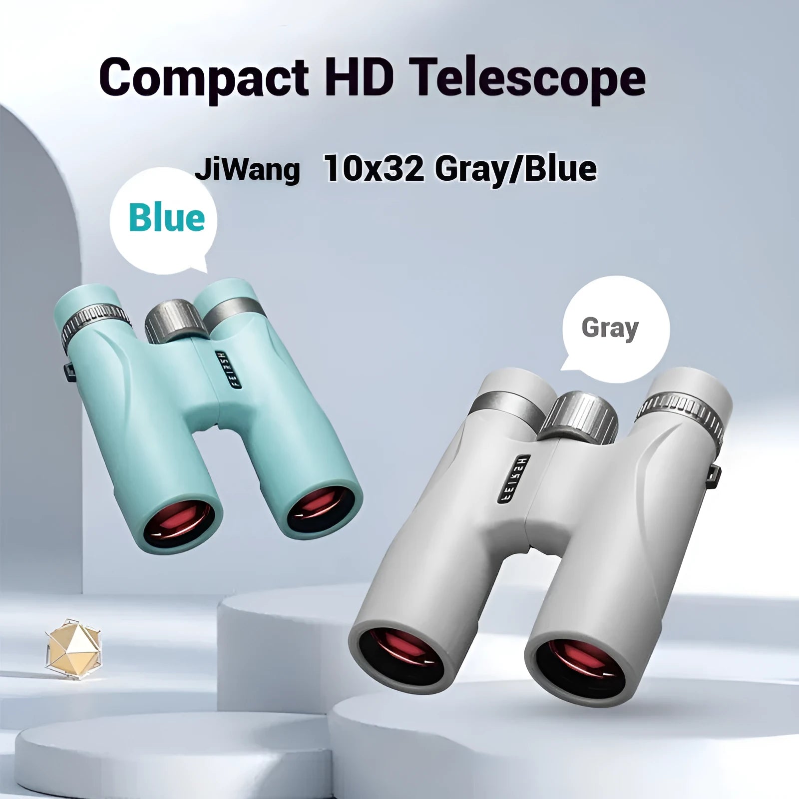10x32 magnification binoculars with wine red film coating in compact plastic housing