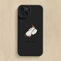 Creative cute cartoon duck silicone phone case for Apple iPhone in black with carved duck design