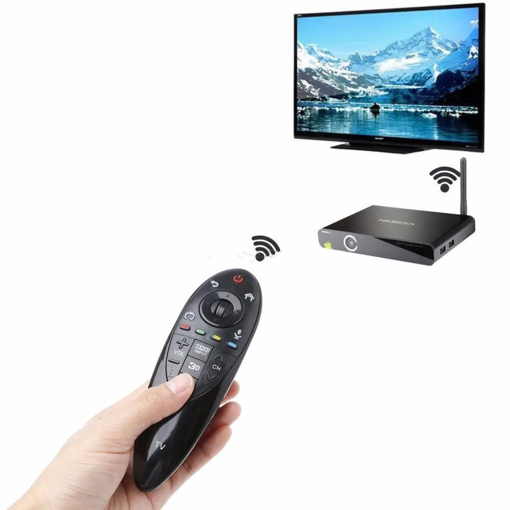 Black ABS plastic remote control for LG Smart TV AN-MR500G and AN-MR500 with battery compartment